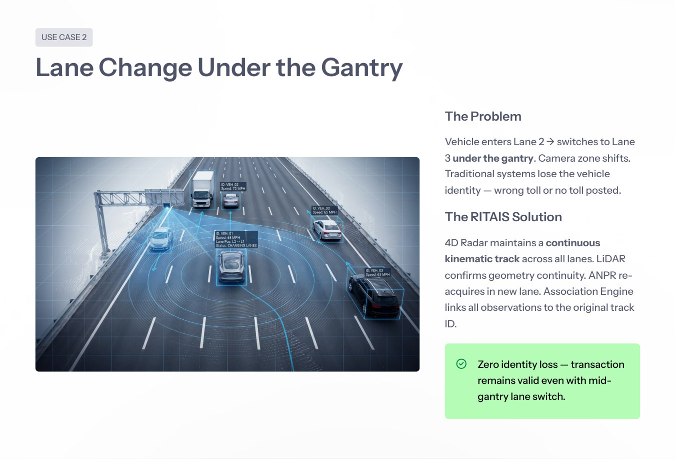 Lane change under gantry